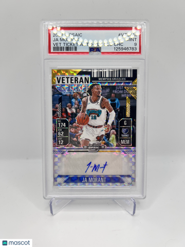 2024 Panini Mosaic Veteran Ticket Autographs Ja Morant #VTJAM BLK GLD CHC PSA 9