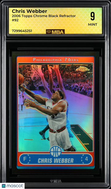 2006 Topps Chrome Chris Webber #92 Black Refractor MBA 9