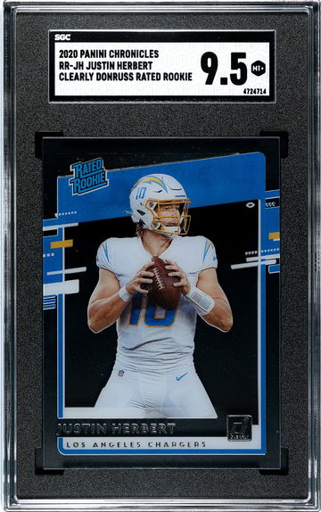 2020 Panini Chronicles Clearly Donruss Rated Rookie Justin Herbert SGC 9.5