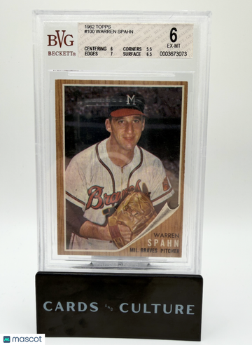 1962 Topps Warren Spahn #100 BVG 6