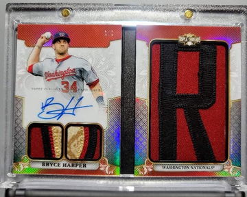 2014 Triple Threads Bryce Harper Letter Patch True 1/1 dual patch Autograph Book