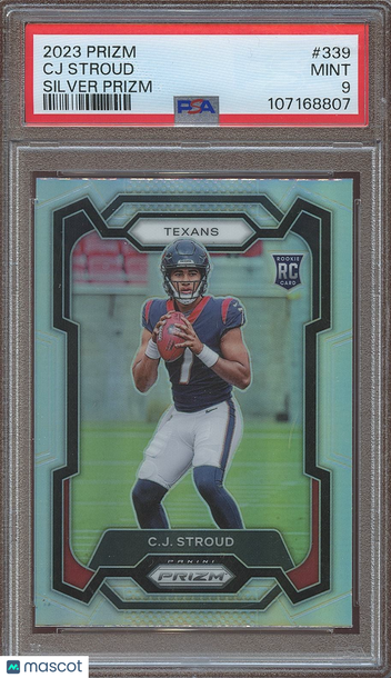 2023 Panini Prizm C. J. Stroud #339 Silver Prizm Parallel/Variety Rookie Base Set PSA 9