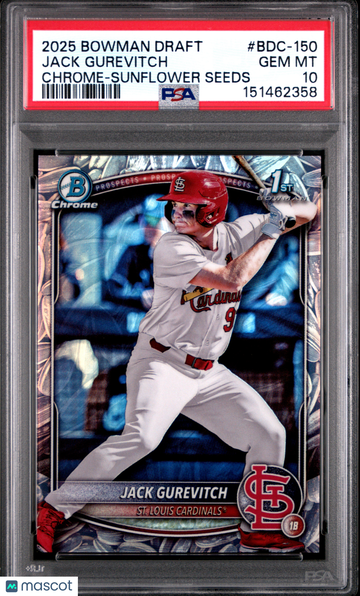 2025 Bowman Draft Jack Gurevitch #BDC-150 Chrome Sunflower Seeds PSA 10