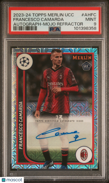 2023-24 Topps Merlin UEFA Club Competitions Autographs Francesco Camarda #AHFC Mojo Refractor PSA 9