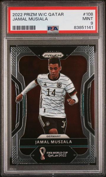 2022 PANINI JAMAL MUSIALA PRIZM WORLD CUP QATAR #108 PSA 9