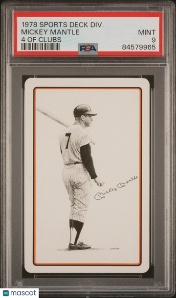 1978 Sports Deck Divison Mickey Mantle PSA 9 - Yankees - Four of Clubs