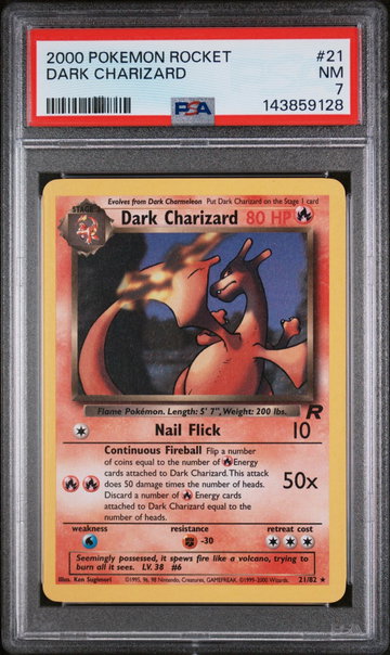 2000 Pokemon Team Rocket Dark Charizard #21 PSA 7
