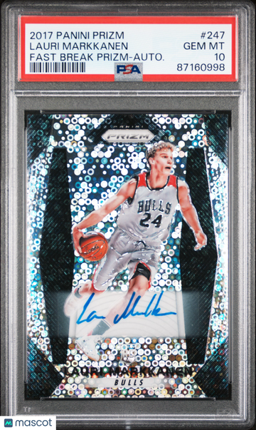 Lauri Markkanen 2017 Prizm Fast Break Rookie Autograph #247 Utah Jazz RC PSA 10