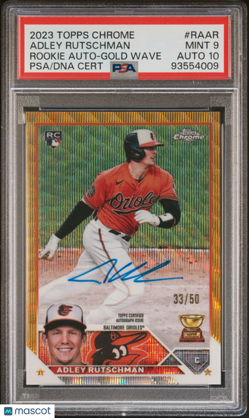 2023 Topps Chrome Rookie Autograph Adley Rutschman #RAAR Gold Wave Ref PSA 9 Auto 10