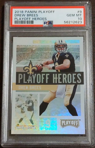2018 Playoff, Playoff Heroes, #9, Drew Brees, PSA 10