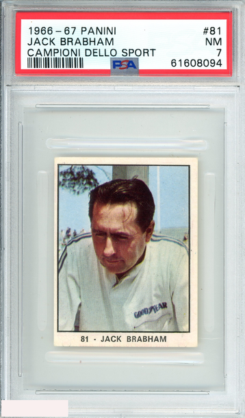 1966 PANINI CAMPIONI DELLO SPORT JACK BRABHAM #81 PSA 7 NM POP 1 NONE HIGHER!