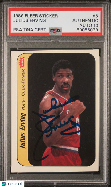1986 Fleer Sticker Julius Erving #5 PSA A Auto 10