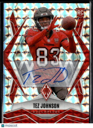 Tez Johnson 2025 Panini Phoenix Football RC Auto Silver Prizm Tampa Bay Buccaneers