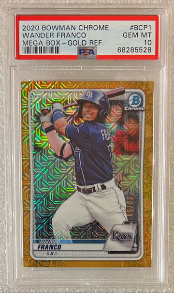 2020 Bowman Chrome Prospects Wander Franco RC #39/50 Mega Box Gold Refractor PSA 10