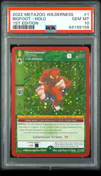 🌲🦶 2022 Metazoo Wilderness BIGFOOT-HOLO 1ST EDITION |PSA 10| 1/165 🔥🚨