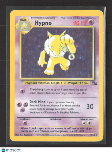1999 Fossil Hypno Rare #8/62
