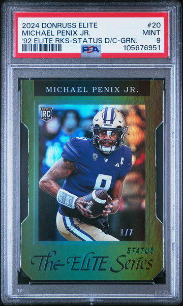 2024 Panini Donruss Elite 1992 Elite Rookies Status Die-Cut-Green Michael Penix Jr. #20 /7 PSA 9