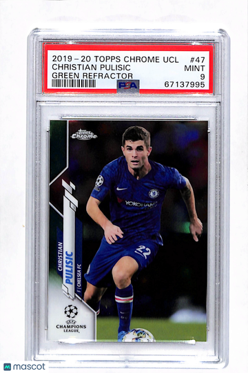 2019 Topps Chrome UEFA Champions League Christian Pulisic #47 Green Refractor PSA 9