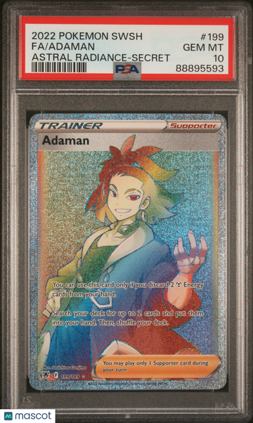 2022 Pokemon Sword & Shield Astral Radiance Adaman PSA 10 #199