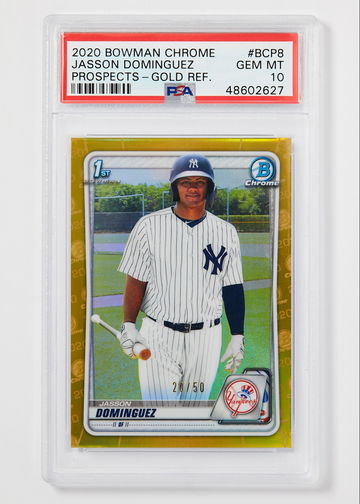 2020 Bowman Chrome Prospect Jasson Dominguez True Gold Refractor PSA 10 Pop. 11