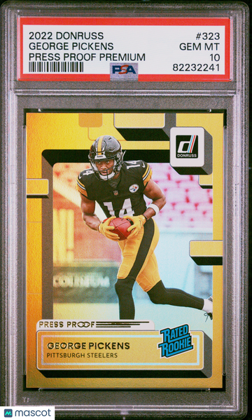 2022 Panini Donruss George Pickens #323 Press Proof Premium Parallel/Variety Rookie PSA 10