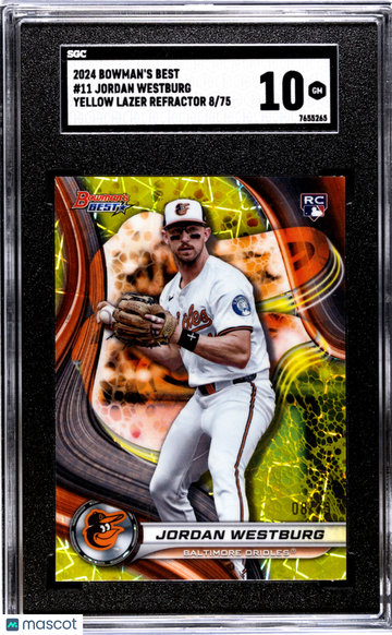 2024 Bowman's Best Jordan Westburg #11 Yellow Lazer Refractor SGC 10