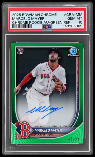 2025 Bowman Chrome Marcelo Mayer Rookie Autograph Green Refractor PSA 10
