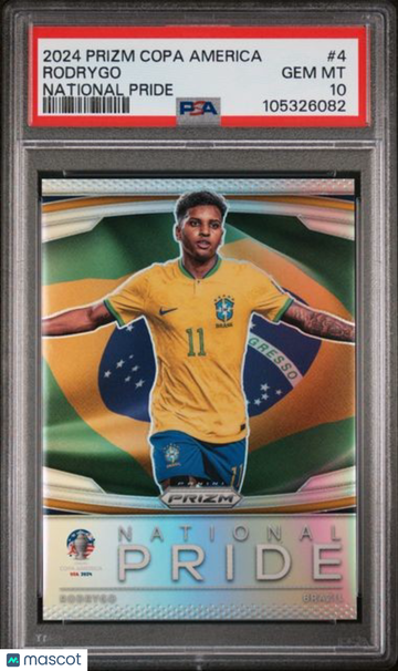 2024 Panini Prizm Conmebol Copa America National Pride Rodrygo #4 PSA 10