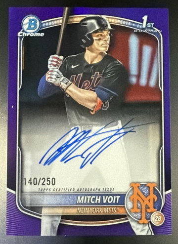 2025 Bowman Chrome Mitch Voit 1st True Purple Refractor Auto Rookie RC /250