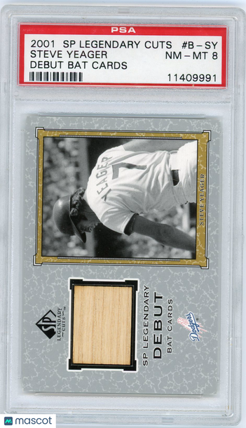 2001 SP Legendary Cuts Debut Bat Cards Steve Yeager #B-SY PSA 8