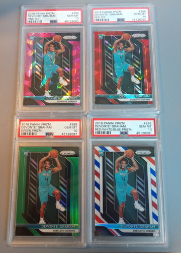 2018 Panini Prizm Devonte Graham #288 PSA 10 LOT of 4 -  Pink, Red Ice, Green, RWB