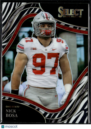 2022 Panini Select Draft Picks Nick Bosa #168 Zebra Prizm