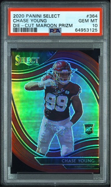 2020 Select #364 - Chase Young - Die-Cut Maroon Prizm Rookie - PSA 10