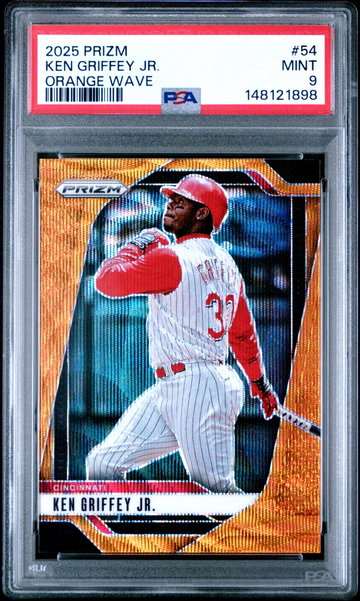 2025 Panini Prizm Orange Wave Ken Griffey Jr #54 /49 PSA 9