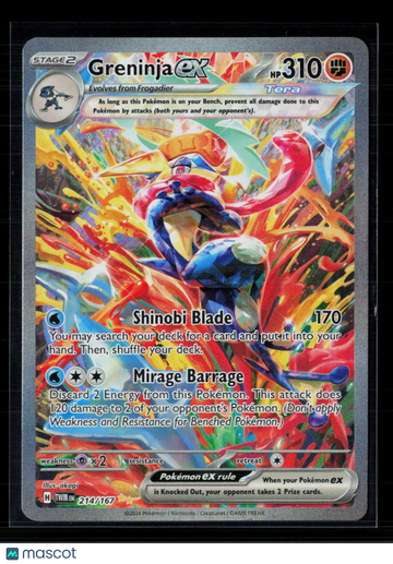 2024 Twilight Masquerade Greninja EX Holo Secret Rare SAR #214/167