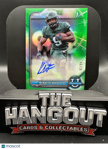 2021 Bowman University Chrome Kenneth Walker III #BCPA-KW Green Refractor /99 1st Bowman