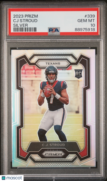 2023 Panini Prizm CJ Stroud #339 Silver Short Print Rookie PSA 10