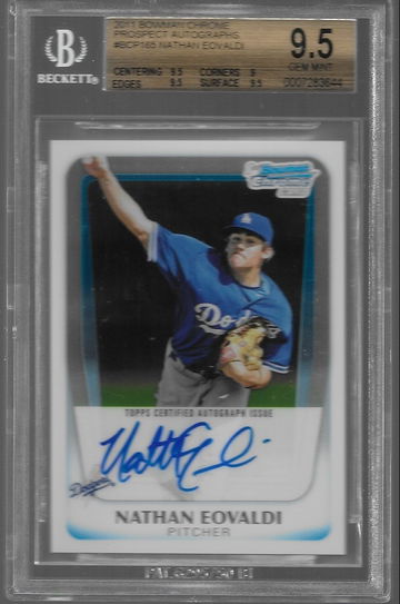 Nathan Eovaldi 2011 Bowman Chrome auto BGS 9.5