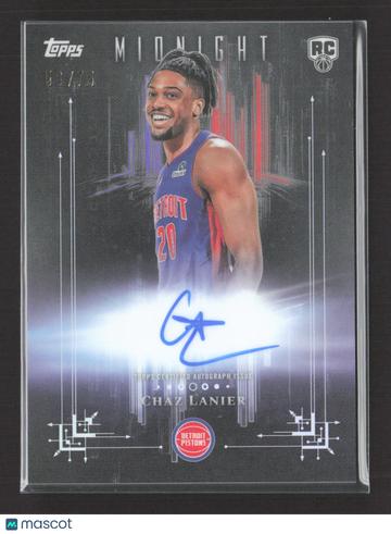 2025 Topps Midnight Dark Marks Chaz Lanier Pistons Autograph #DMR-CL /75 Basketball Card