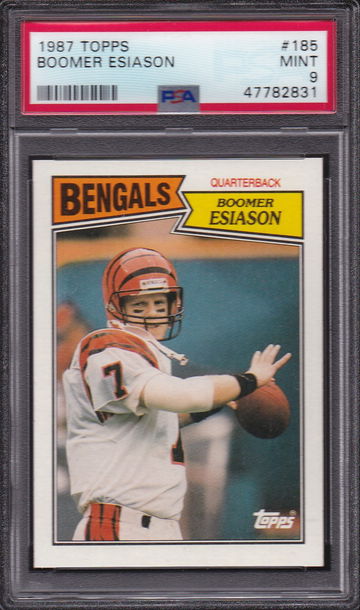1987 Topps Football #185 BOOMER ESIASON PSA 9 MINT BENGALS QB 2nd Year