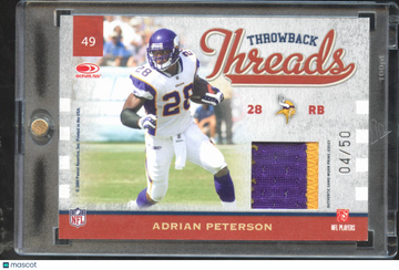 2009 Donruss Throwback Threads Adrian Peterson #49 /50 Authentic Game Worn Prime Jersey
