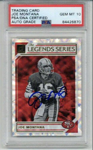 JOE MONTANA SIGNED 2019 PANINI DONRUSS LEGENDS SERIES PSA/DNA AUTO GRADE 10