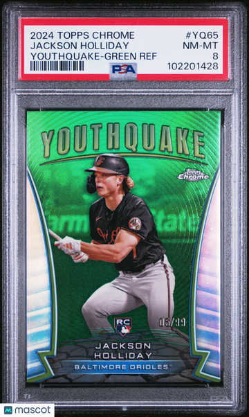 2024 Topps Chrome Youthquake Jackson Holliday #YQ65 Green Ref /99 PSA 8