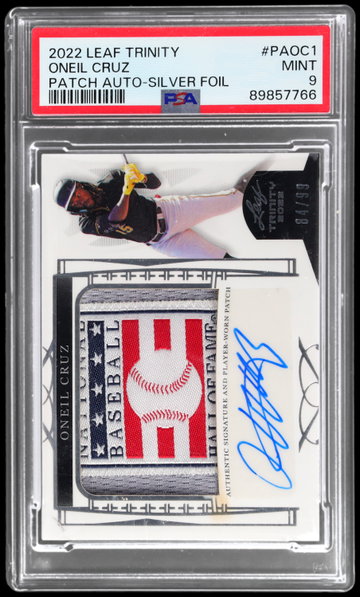 2022 Leaf Trinity Oneil Cruz Patch Autograph Silver Foil PSA 9 RC