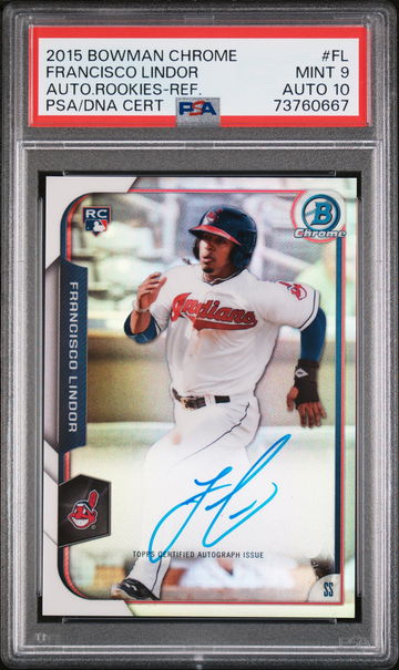 2015 Bowman Chrome PSA 9 Francisco Lindor RC refractor auto /499