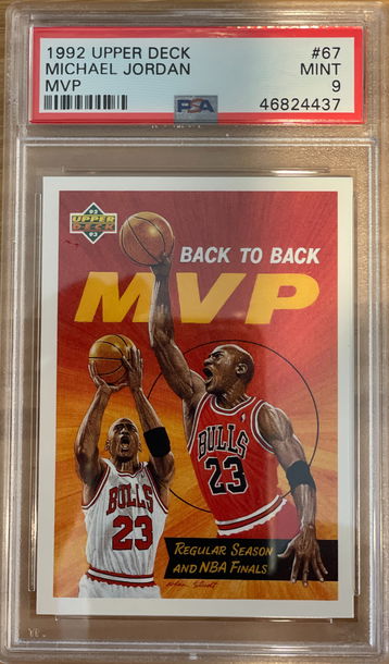 Michael Jordan GOAT Last Dance 1992 Upper Deck #67 Back to Back MVP PSA 9 MINT