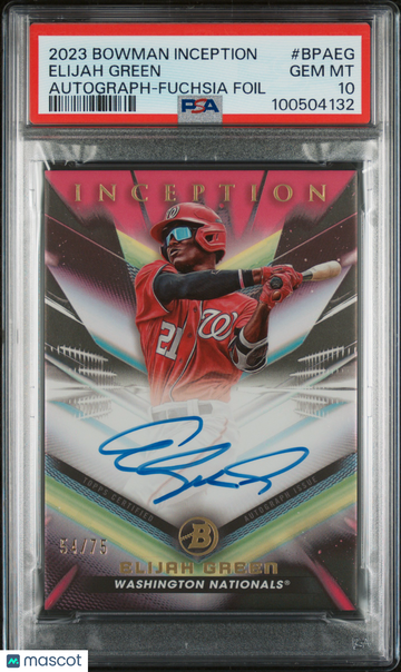 2023 Bowman Inception Autographs Elijah Green #BPAEG Fuchsia Foil /75 PSA 10