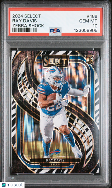 2024 Panini Select Ray Davis #189 Zebra Shock Rookie PSA 10