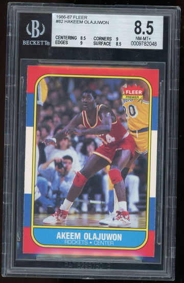 Hakeem Olajuwon 1986 Fleer RC BGS 8.5++ 