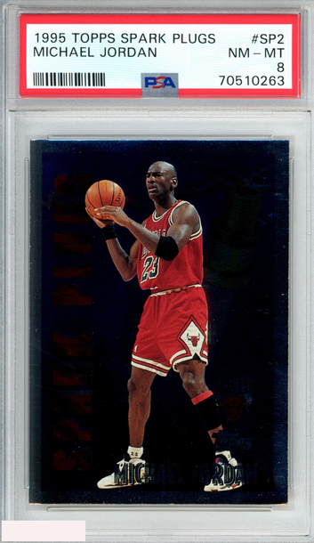 1995 TOPPS SPARK PLUGS MICHAEL JORDAN #SP2 CHICAGO BULLS HOF PSA 8 NM-MT